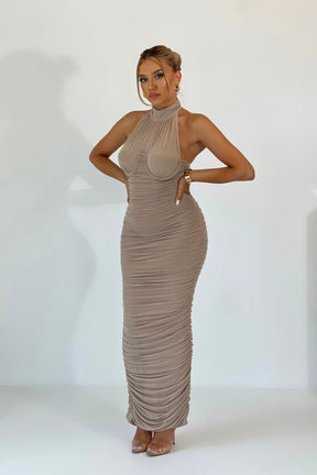 Vestido Midi Modern Silia Taupe