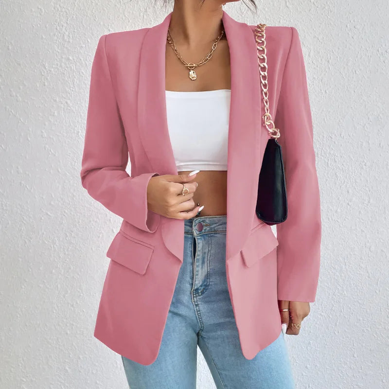 Blazer feminino gola lapela e bolso lateral AB636