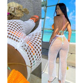 Calça Saída de Praia Tricot Linha Furadinha Rendada Tendencia Verão Praia