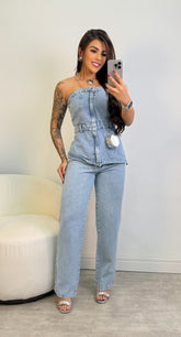 Calça Jeans Wide Leg Marisa