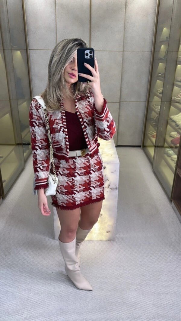 Conjunto Valentina Tricot | Casaquinho e Saia Tweed - Imagem 2