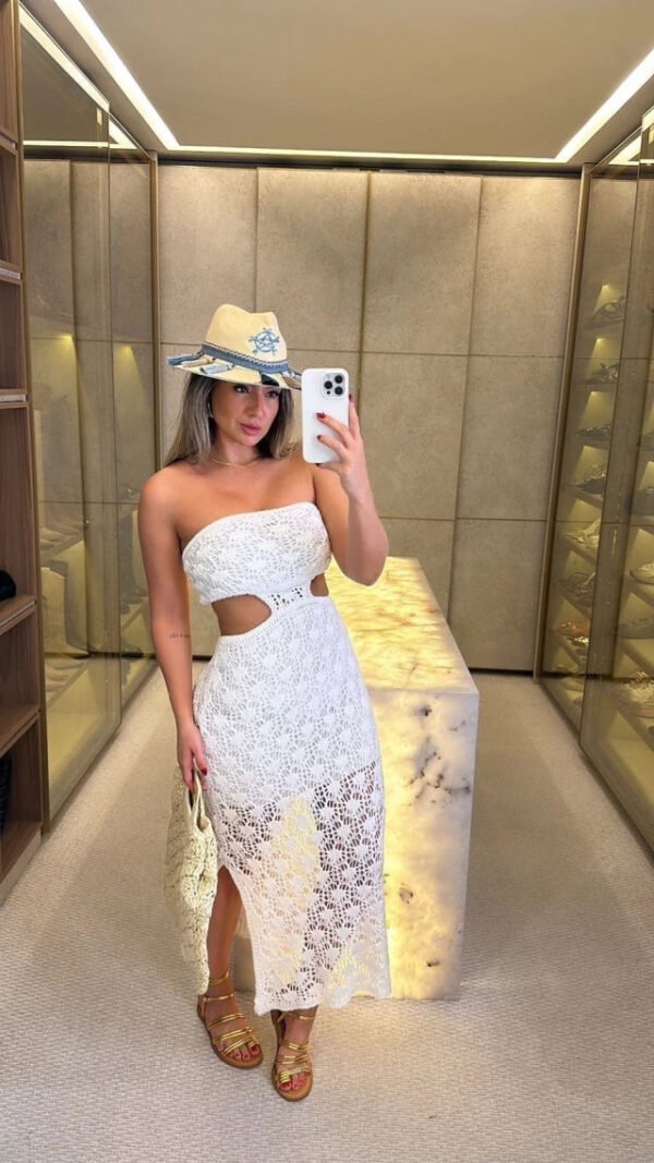 Vestido Tricot Rendado | Aberto Lateral - Imagem 2