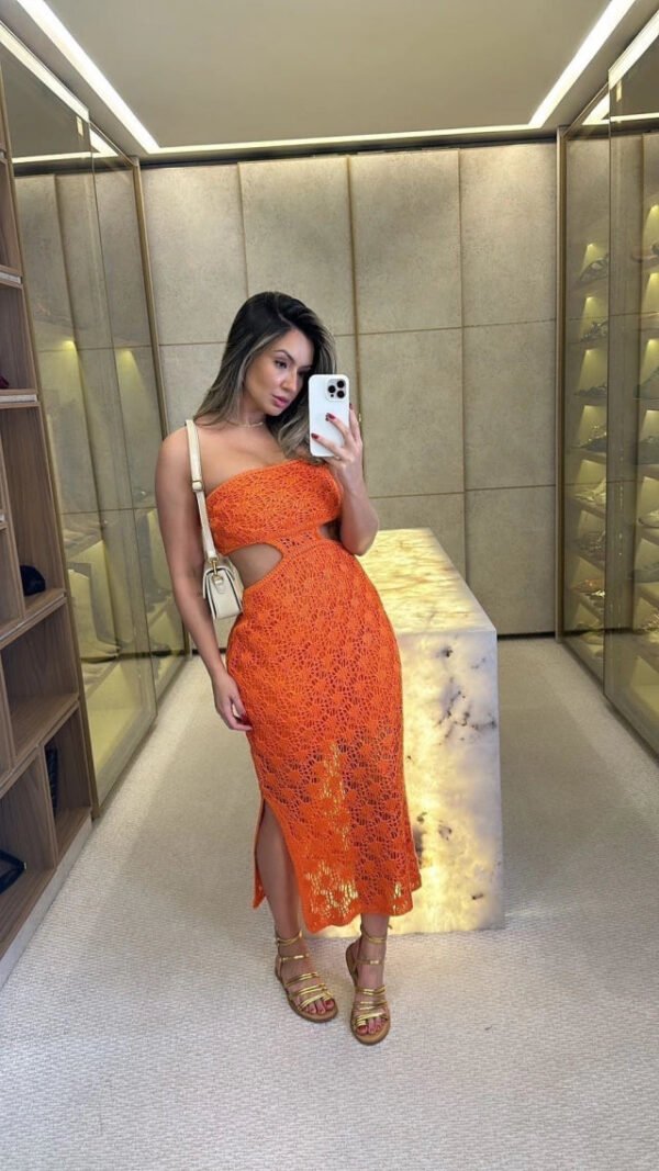 Vestido Tricot Rendado | Aberto Lateral - Imagem 3