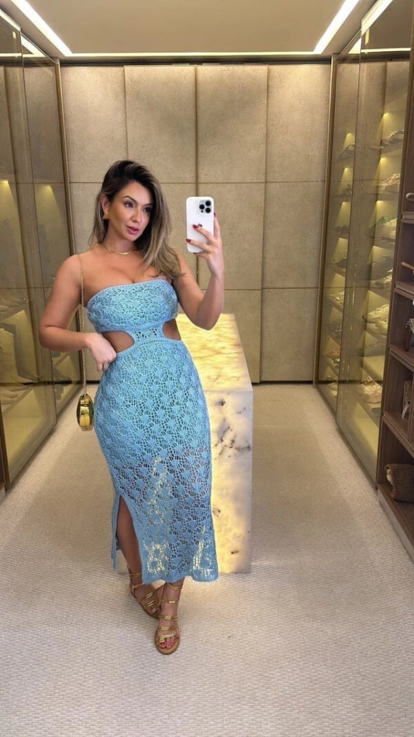Vestido Tricot Rendado | Aberto Lateral - Imagem 5