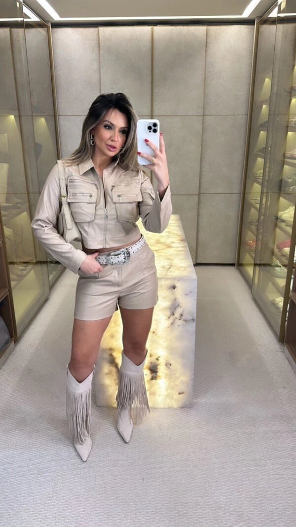Conjunto de Couro | Jaqueta Zíper e Short - Imagem 4