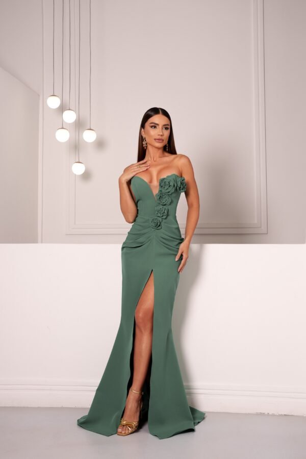 Vestido Ana Júlia Alfaiataria Longo Detalhe Flor Fenda Lateral - Imagem 4