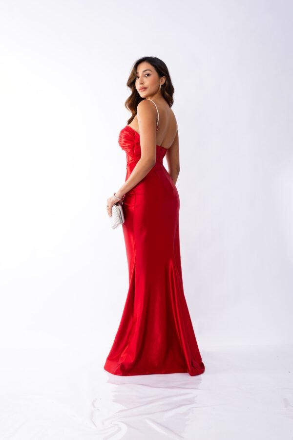 Vestido de Festa  Aline Acetinado Longo Alça Strass - Imagem 13