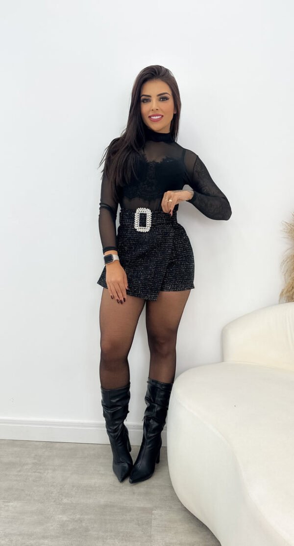 Body Feminino Tule Manga Longa Com Gola Rafa - Imagem 14