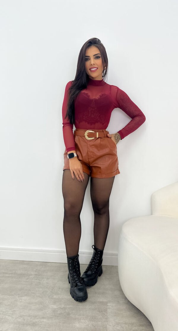 Body Feminino Tule Manga Longa Com Gola Rafa - Imagem 27