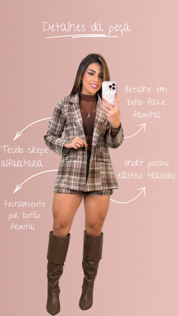 Conjunto Xadrez Clarice - Marrom Escuro - Imagem 2